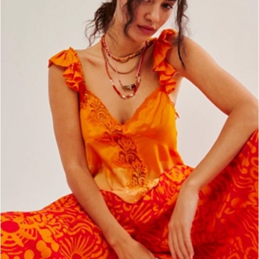Free People Harmony Lace Top in Sunrise